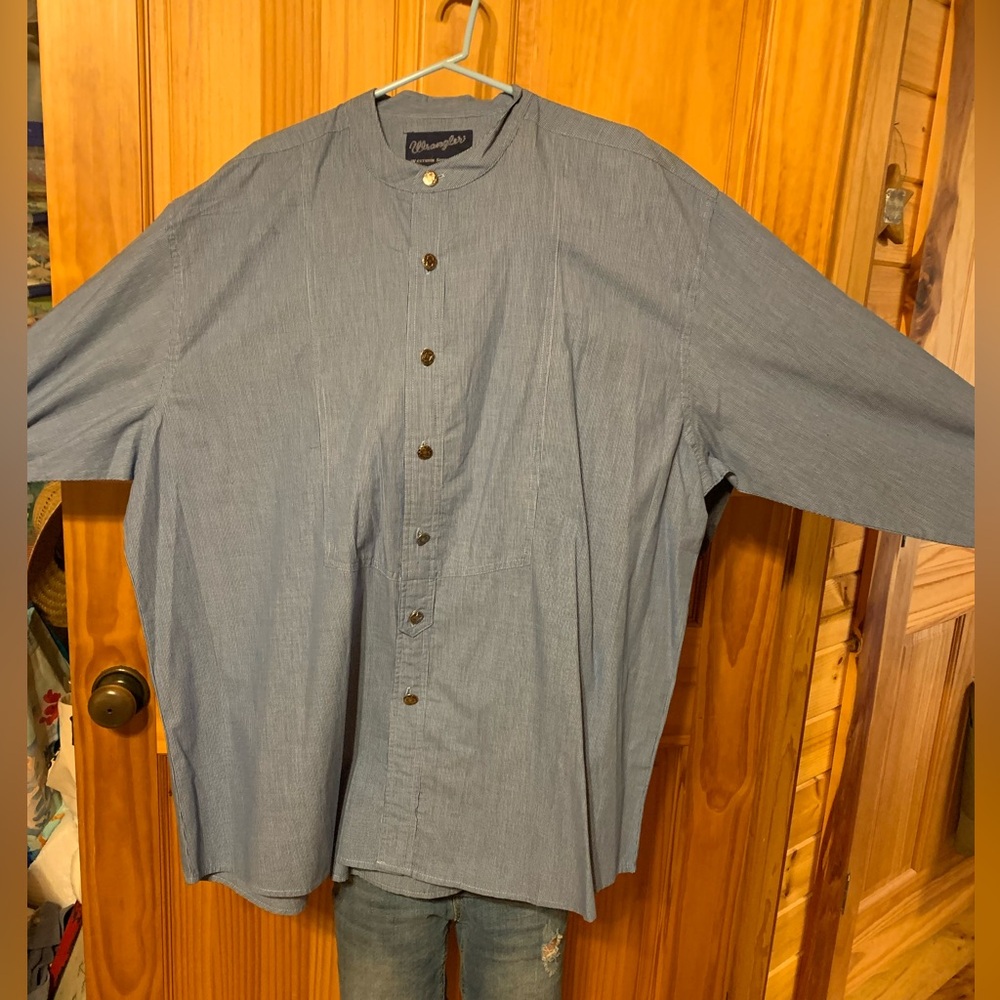 Men’s Old Western inspired Wrangler Collarless western long sleeve shirt